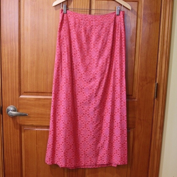 Su-Zen Vintage Coral Pink Floral 2-Piece Skirt & Midi Dress Set Medium Rare - Picture 8 of 16